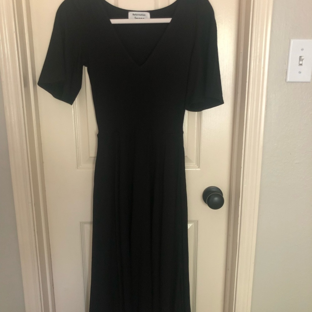 Reformation Black Midi Dress